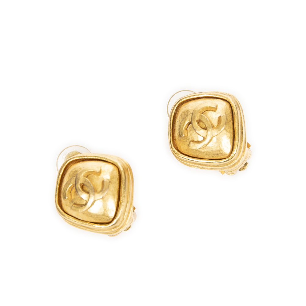 Chanel CC Diamond Shaped Clip On Earrings